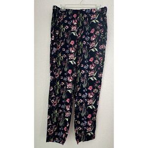 NWT H&M l. o. g. g. Womens Ankle Pants 12 Blue Floral Loose Fit Casual Fairygoth